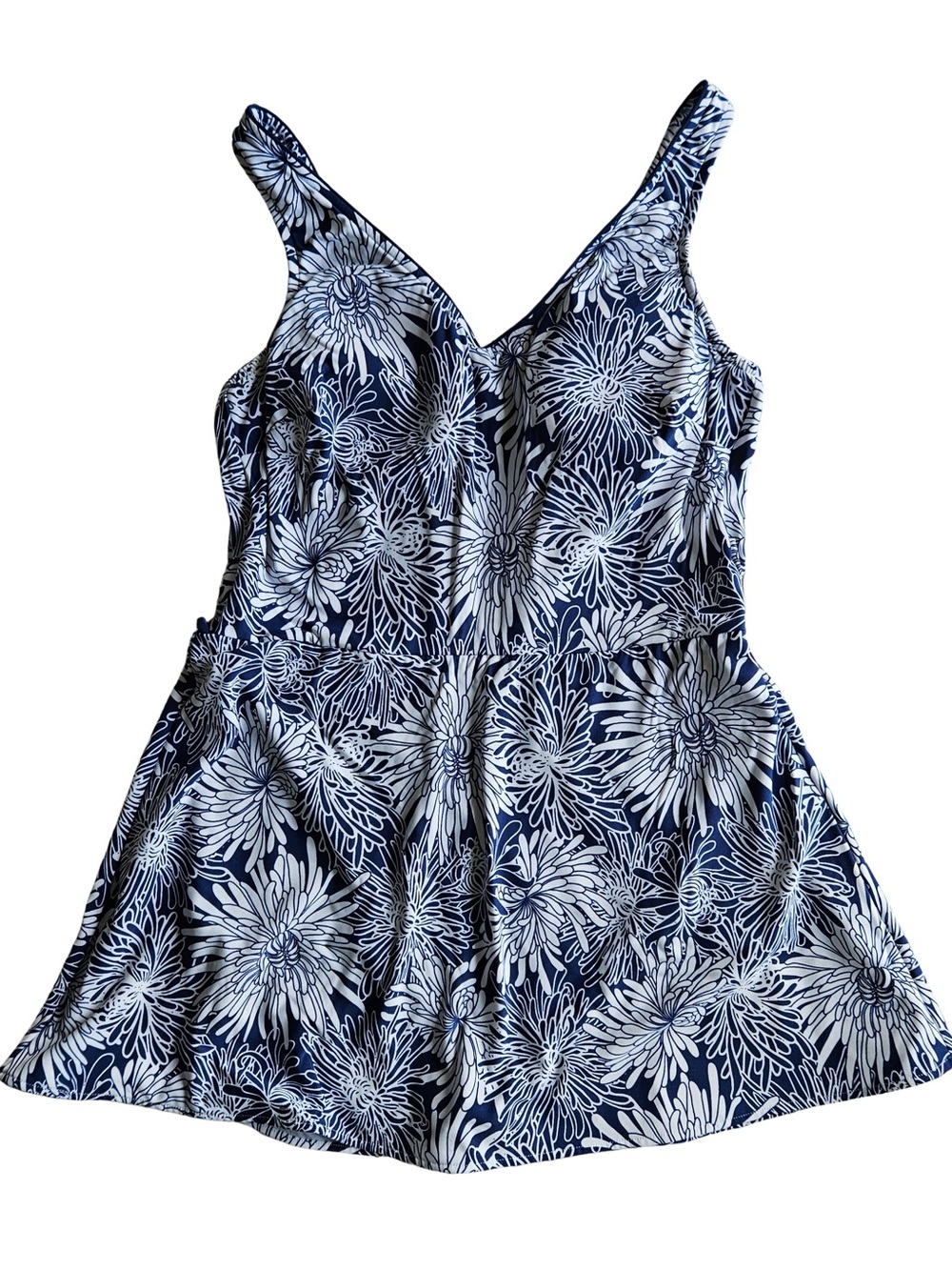 Vintage Women’s size 18 Navy Floral V-Neck Swimdress